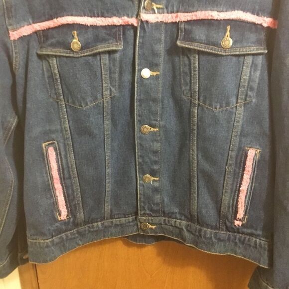 Wrangler Western Cowgirl Vintage Women's Blue and Pink Denim Jean Jacket L - Picture 5 of 7